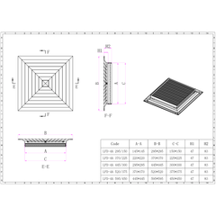 Pack of 6 Ductsure White Aluminium Vent Grille Square Slat (370x370mm) - Twin Eagle Imports