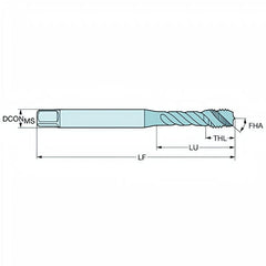 Sandvik HSS-E Blue Spiral Flute PVD FeN coated Tap M4 x 0.7, DIN 371 Reinforced Shank - Twin Eagle Imports