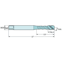 Sandvik HSS-PM Blue Spiral Flute PVD FeN coated Tap 1/2" UNF, DIN 2184-1 Long Body - Twin Eagle Imports