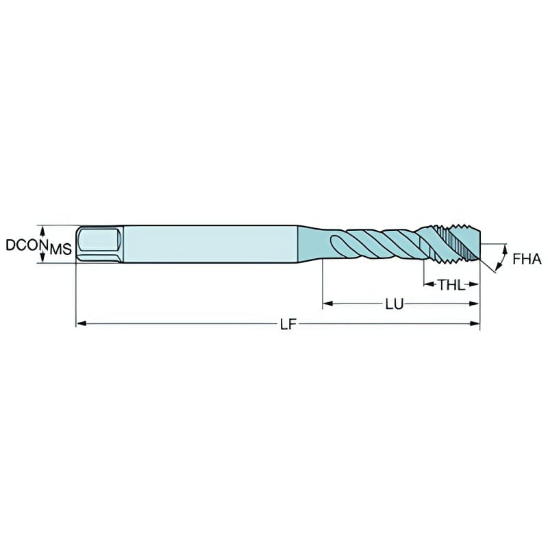 Sandvik HSS-PM Blue Spiral Flute PVD FeN coated Tap 1/4" UNF, DIN 2184-1 Short Body - Twin Eagle Imports