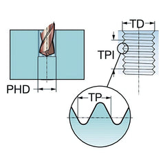 SANDVIK Taps & Dies Sandvik HSS-PM Blue Spiral Flute PVD FeN coated Tap 1/2" UNC, DIN 2184-1 Long Body