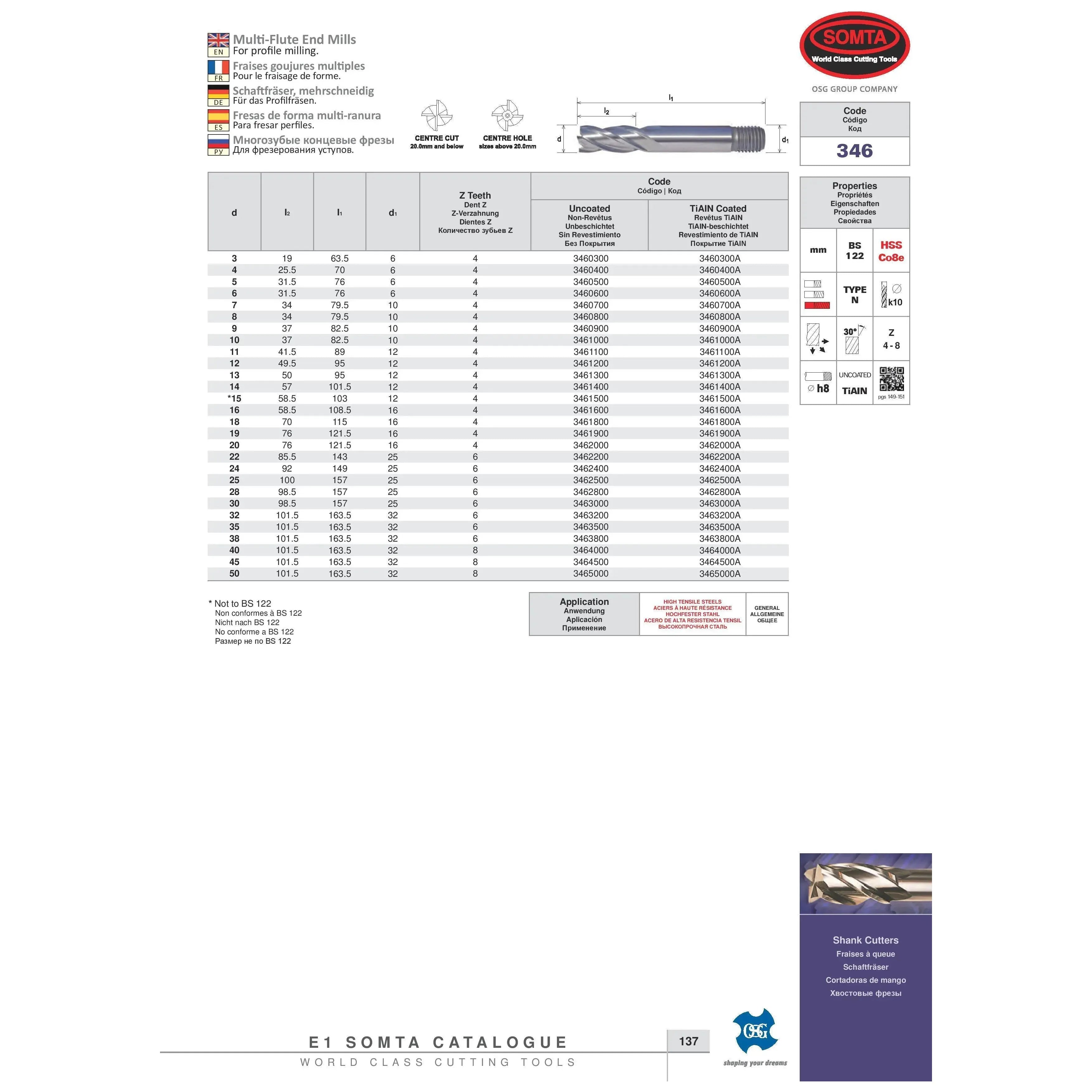 SOMTA Manufacturing Somta Long Multi Flute 10mm HSS-Co8e Multi-Purpose End Mill