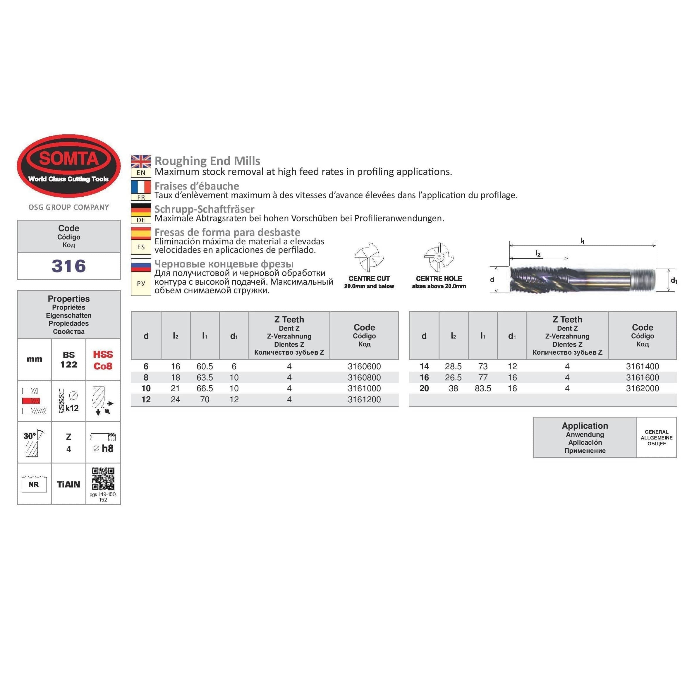 SOMTA Manufacturing Somta Multi Flute 12mm HSS-Co8 Multi-Purpose Roughing End Mill