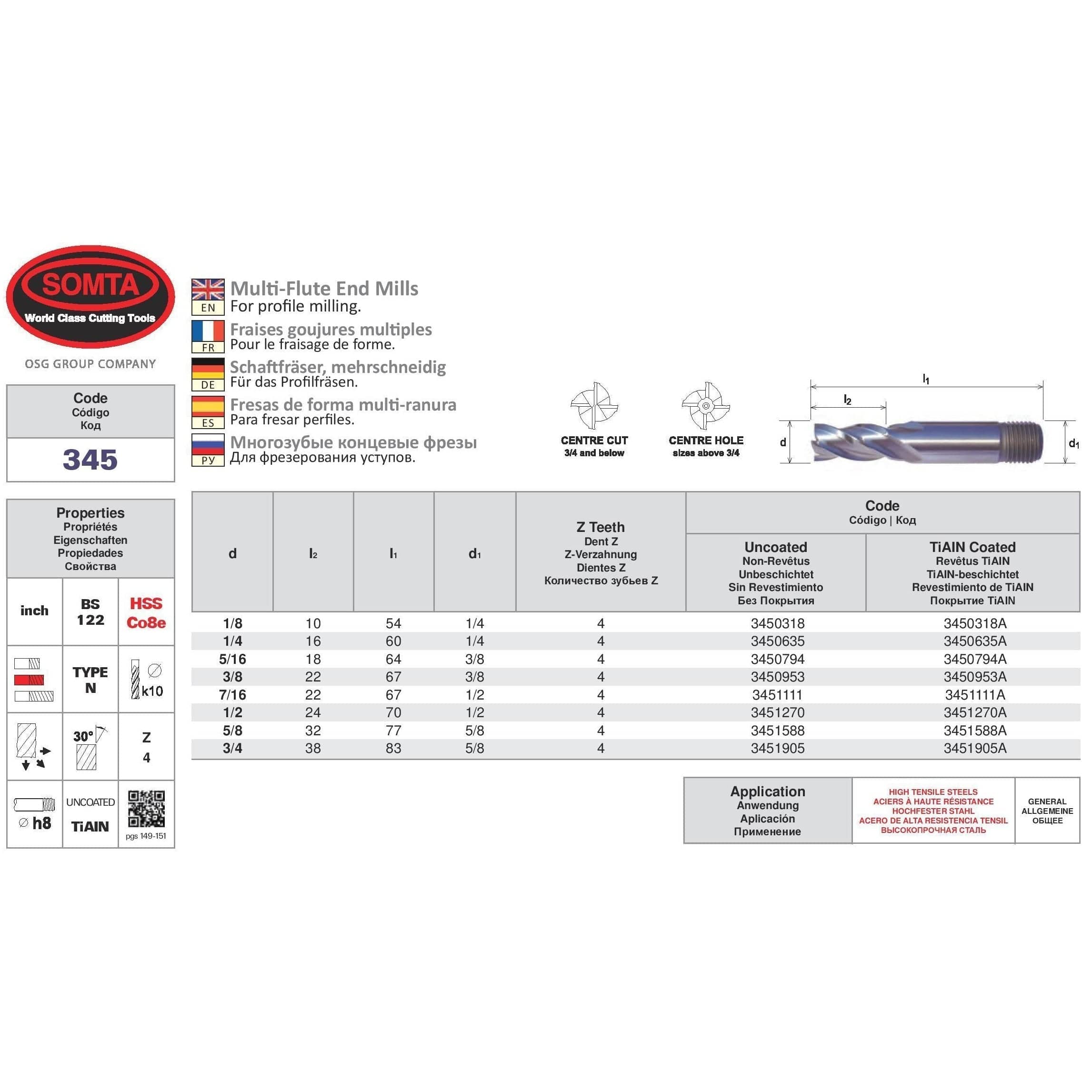 SOMTA Manufacturing Somta Multi Flute 5/16" HSS-Co8e Multi-Purpose End Mill