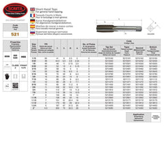 Somta Series 521 - HSS Straight Flute Short Hand Second (Intermediate) Tap BSW 3/8" x 16 TPI - Twin Eagle Imports