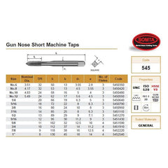 Somta Series 545 - HSSE Gun Nose Spiral Point Short Machine Taps UNC 5/8" x 11 TPI - Twin Eagle Imports
