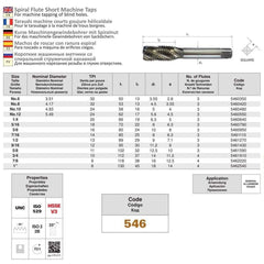 Somta Series 546 - HSS Spiral Flute Tap UNC 7/8" (Standard) - Twin Eagle Imports