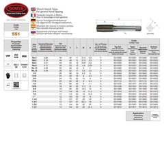 Somta Series 551 - HSS Short Hand Tap 5/16" UNF Second (Intermediate) - Twin Eagle Imports
