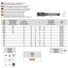 Somta Series 556 - HSSE-V Spiral Flute Tap UNF 5/16" (Standard) - Twin Eagle Imports