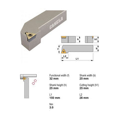 Canela Center Screw Turning Tool Holder STGCR2525M16 25mm Shank