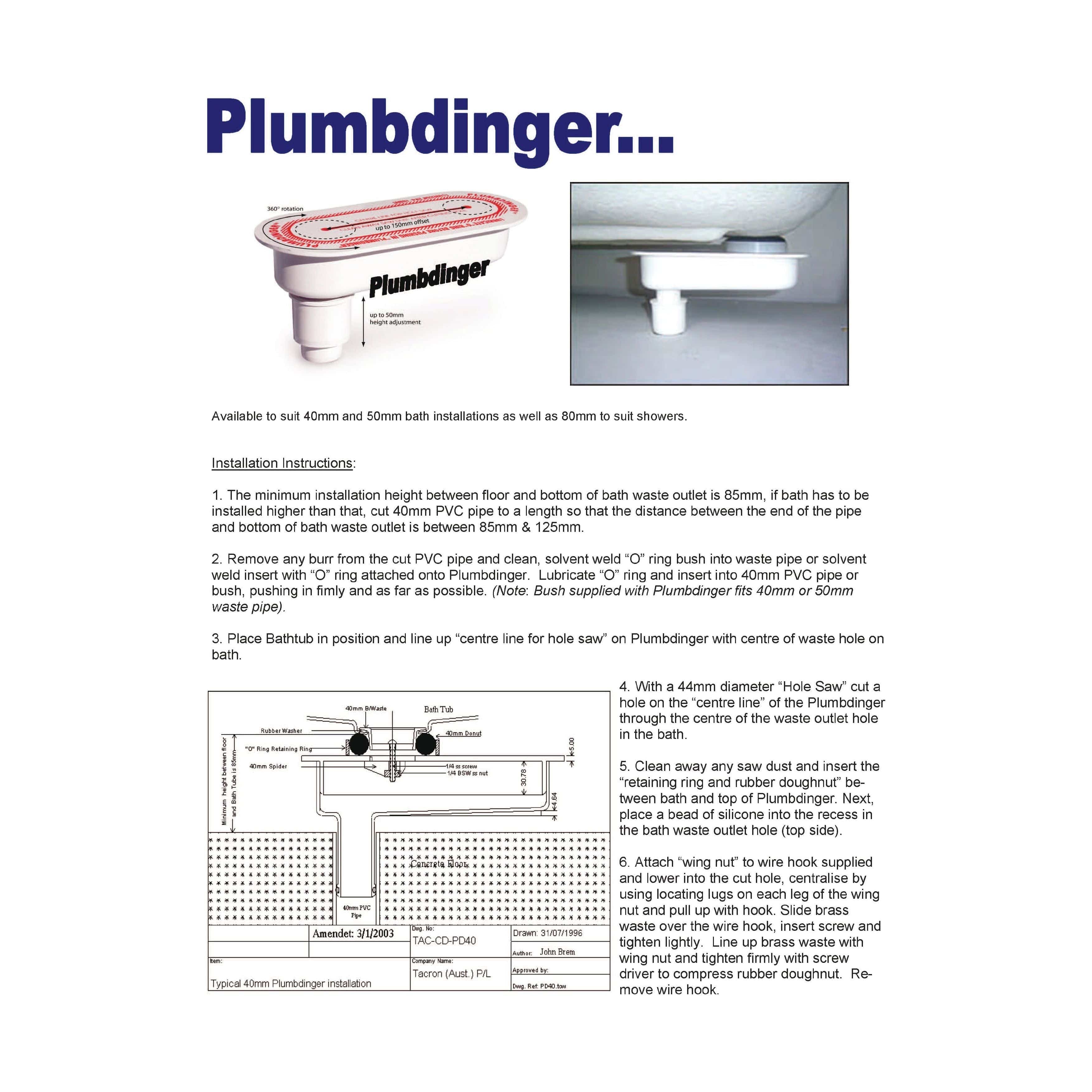 Tacron Industries Drain Waste Original Plumbdinger - Adjustable Plumbing Fitting for Misalignment Solutions