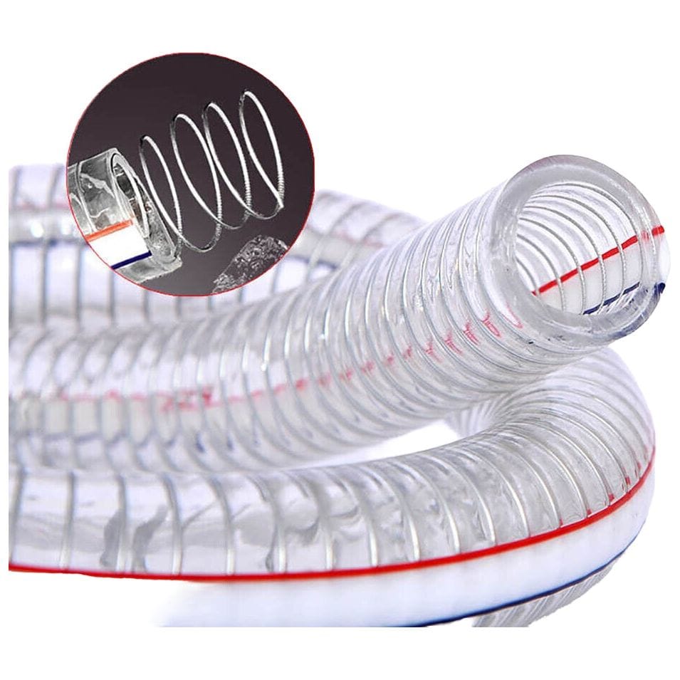 TEI Fluid Hose Wire Reinforced Clear Flexible PVC Hose ID 1/2''(13mm), 100m/roll
