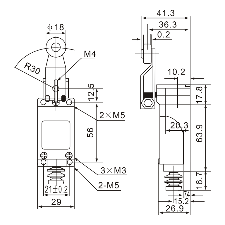 Tianyi Switch ME-8104 Micro Limit Switch with Adjustable Lever Roller Arm