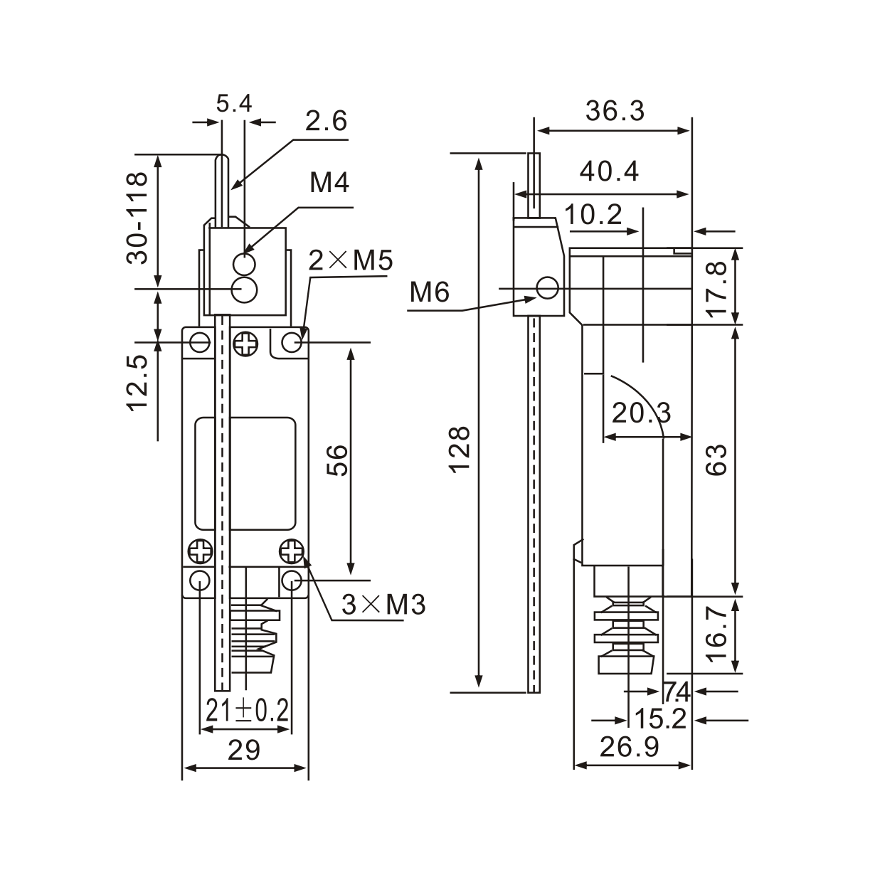 Tianyi Switch ME-8107 Adjustable Rod Lever Arm Momentary Limit Switch