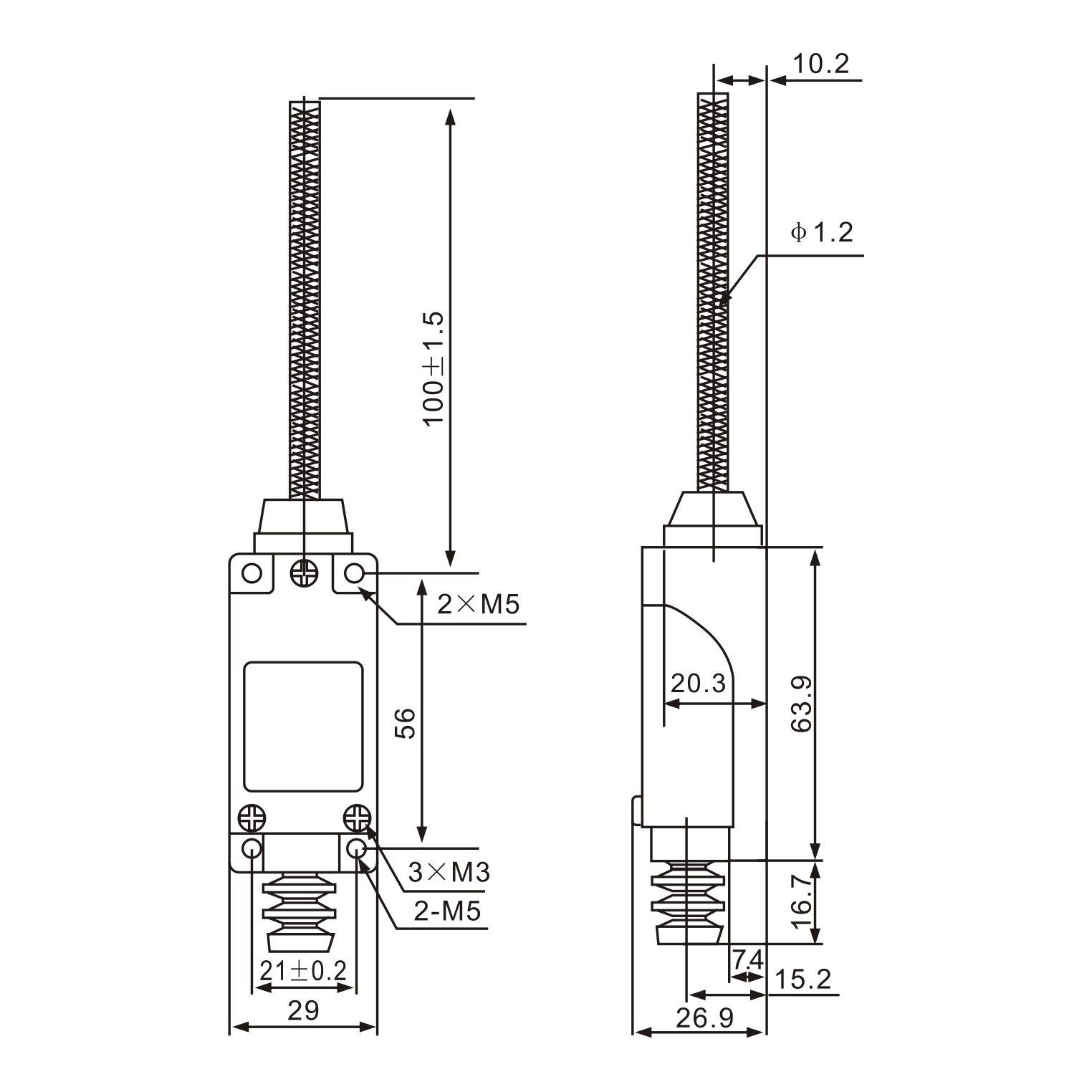 Tianyi Switch ME-8167 Flexible Spring Arm Limit Switch