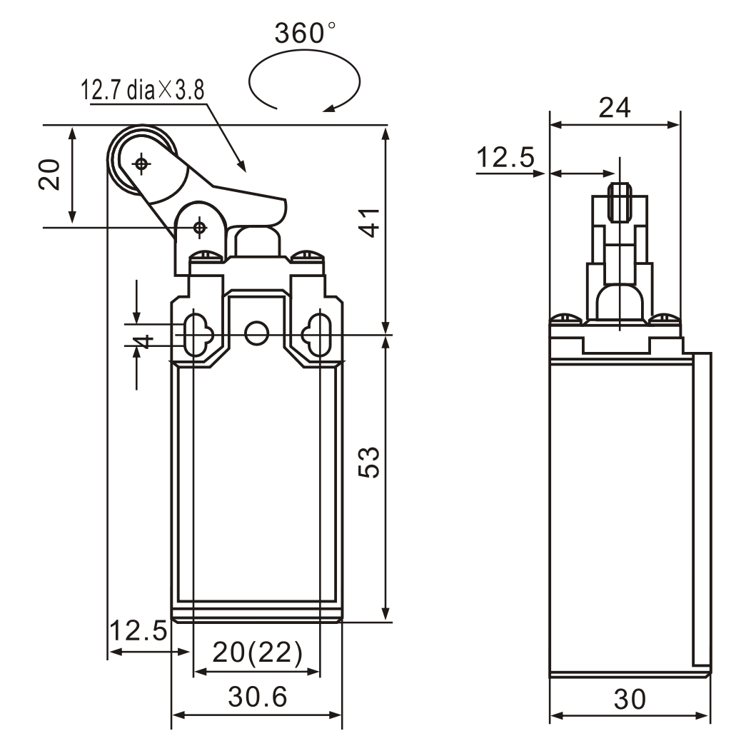 Tianyi Switch XCK-127 One-Way Parallel Top-Roller Plunger Limit Switch