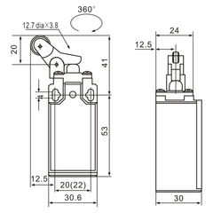 Tianyi Switch XCK-127 One-Way Parallel Top-Roller Plunger Limit Switch
