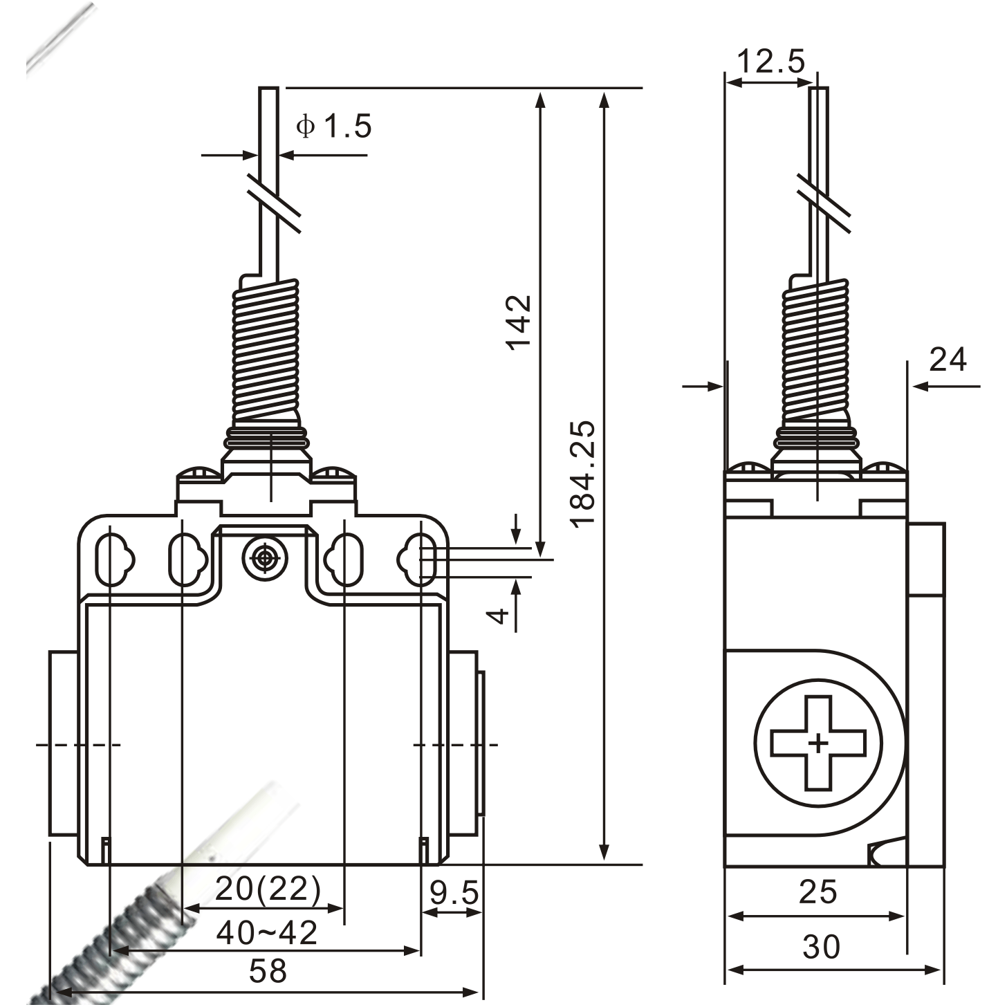Tianyi Switch XCK-T161 Coiled Spring Contact Rod Actuator Limit Switch