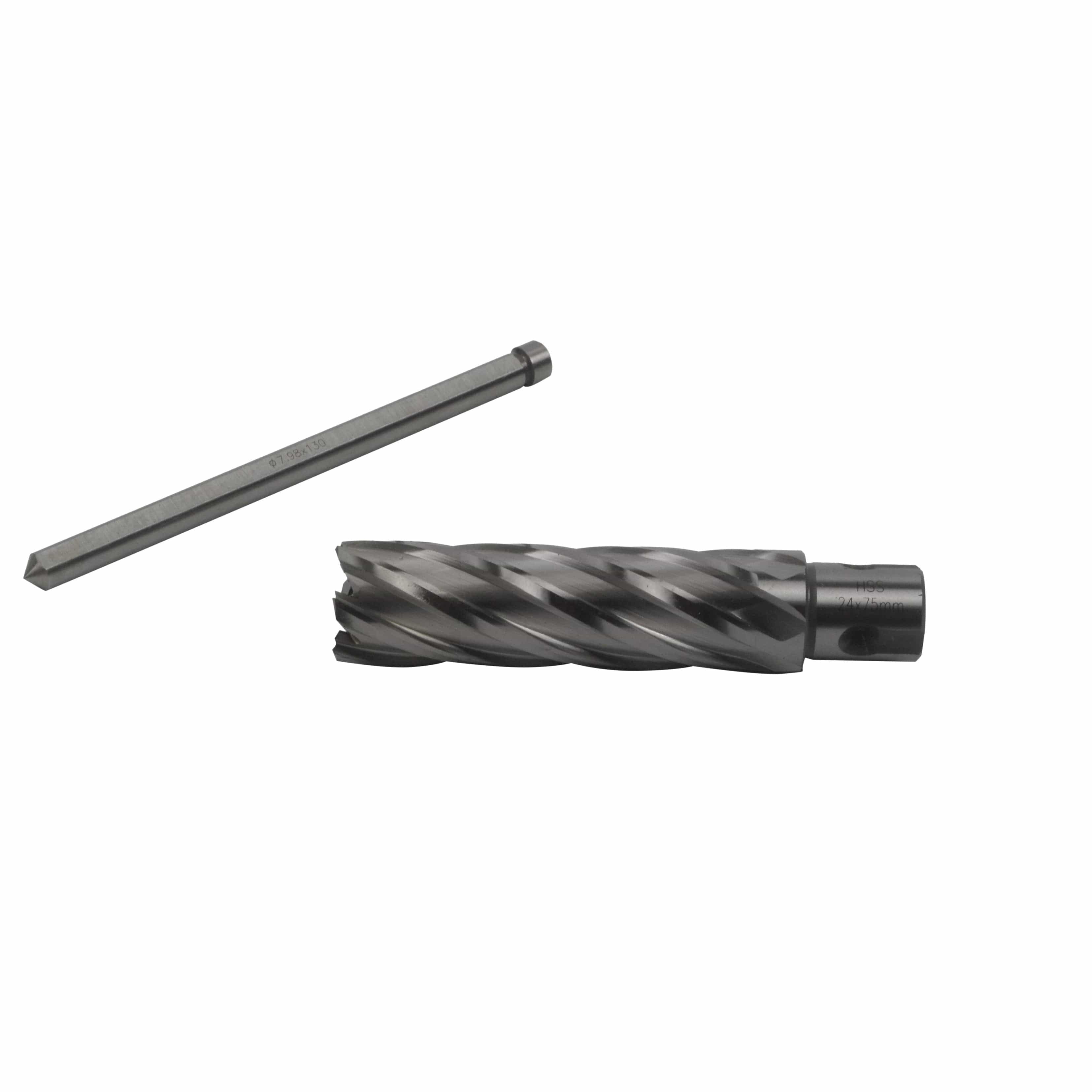 Twin Eagle Imports Annular Cutter 24 x 75mm D.O.C HSS Weldon Shank Annular Cutter with Pilot Pin