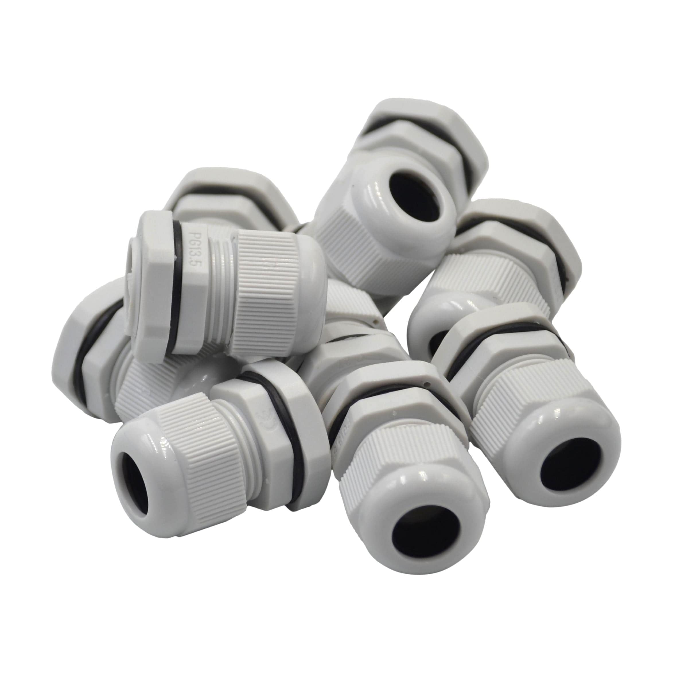 Twin Eagle Imports Cable Gland 10 Pack IP68 PG13.5 White Nylon Cable Gland 6-12mm Cable Range