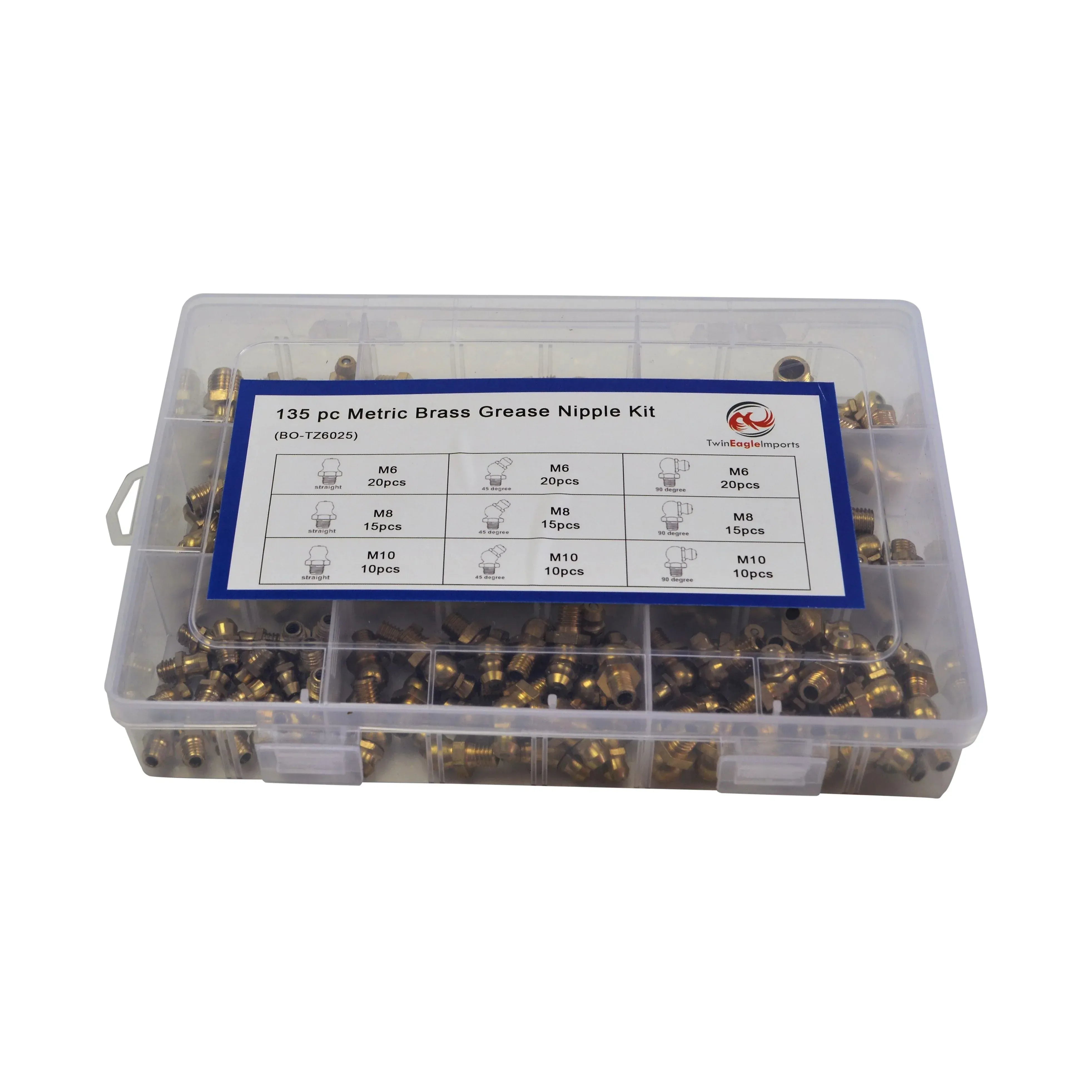 Twin Eagle Imports GRAB KITS 250 Piece Metric Imperial Brass Grease Nipple Combo Grab Kit Assortment