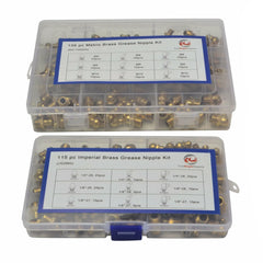 Twin Eagle Imports GRAB KITS 250 Piece Metric Imperial Brass Grease Nipple Combo Grab Kit Assortment