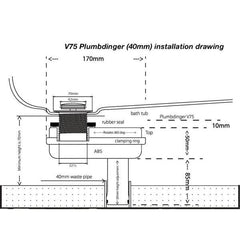 V75-DF Plumbdinger - Space Saving Bath Waste Solutions for Slab-On-Ground Installations - Twin Eagle Imports
