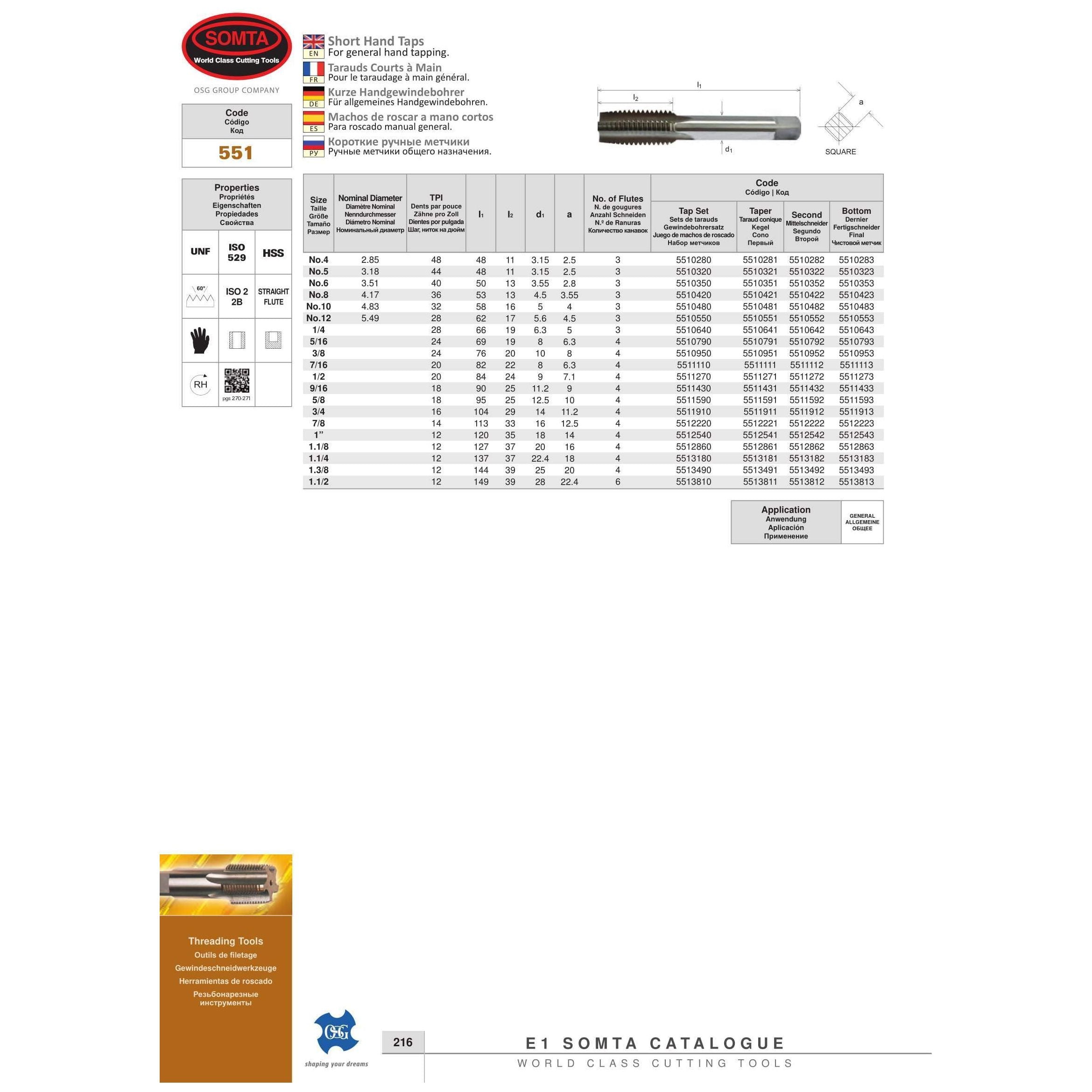 Twin Eagle's  SOMTA - HSS UNF TAP 1-1/8" INTER