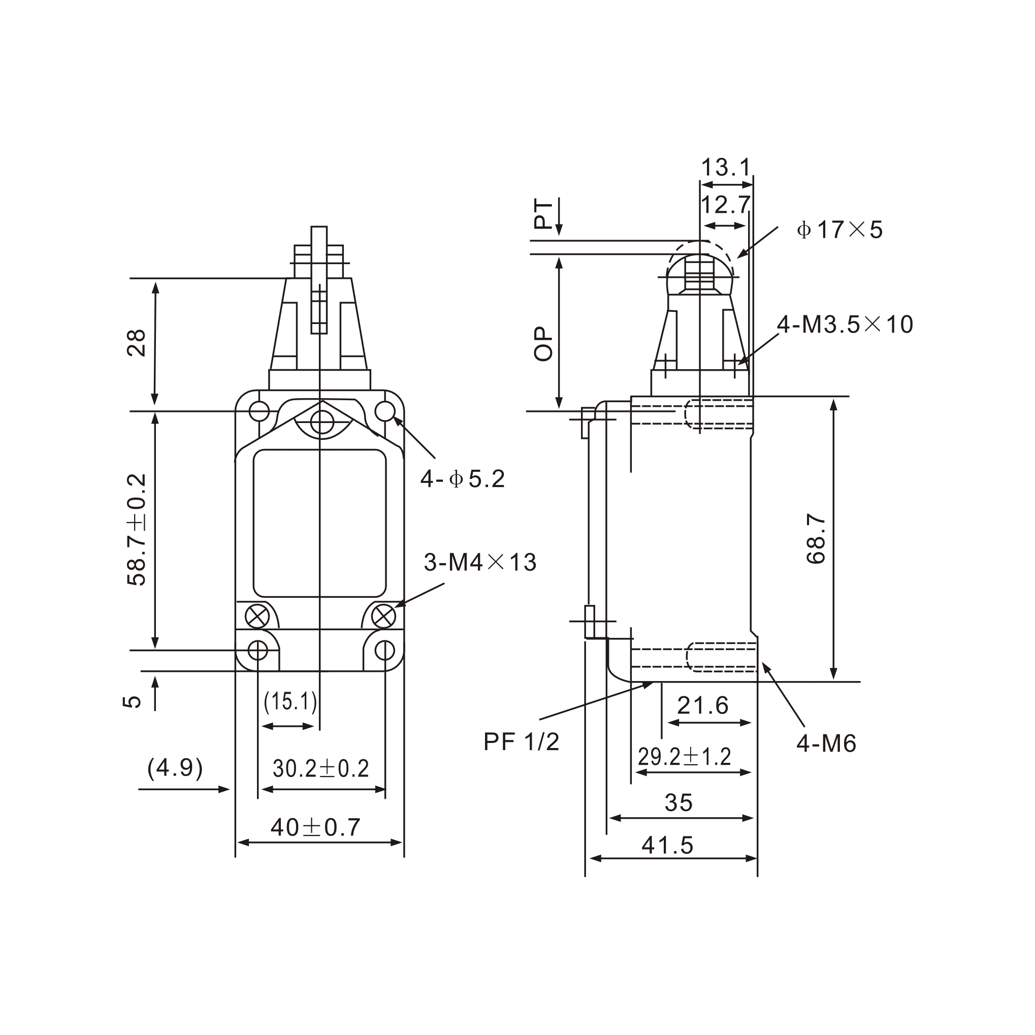 WLD1 Top-Roller Stainless Plunger Limit Switch - Twin Eagle Imports
