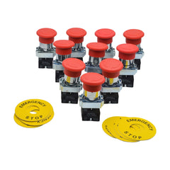 x 10 Emergency Stop Switch E stop XB2-BS545 NC + NO terminal - Twin Eagle Imports