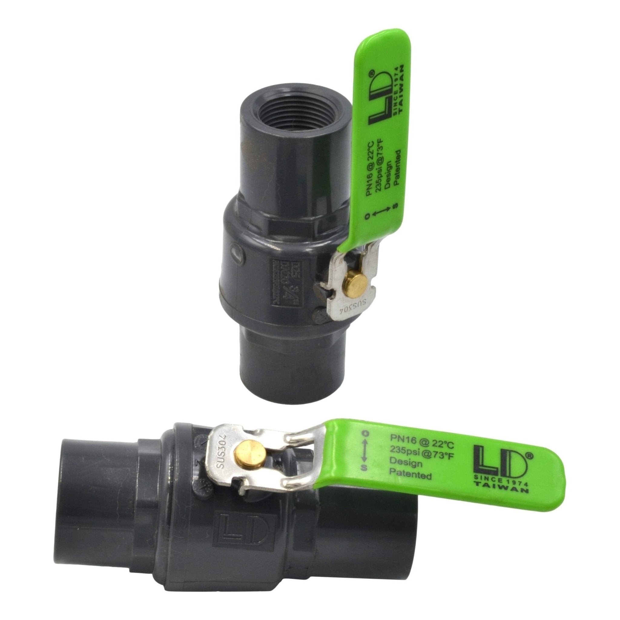x2 Piece 3/4" Industrial Quality Nylon Ball Valve 235 PSI F/F BSPT Thread - Twin Eagle Imports