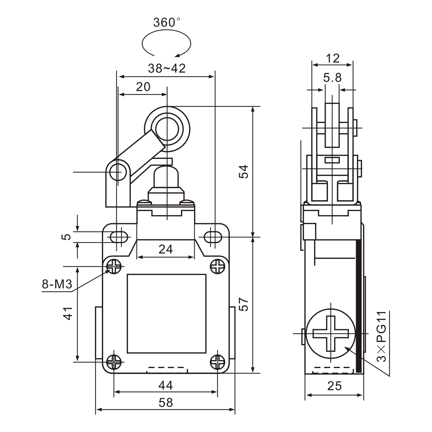 XCK-M121 Thermoplastic Roller Lever Plunger Limit Switch - Twin Eagle Imports