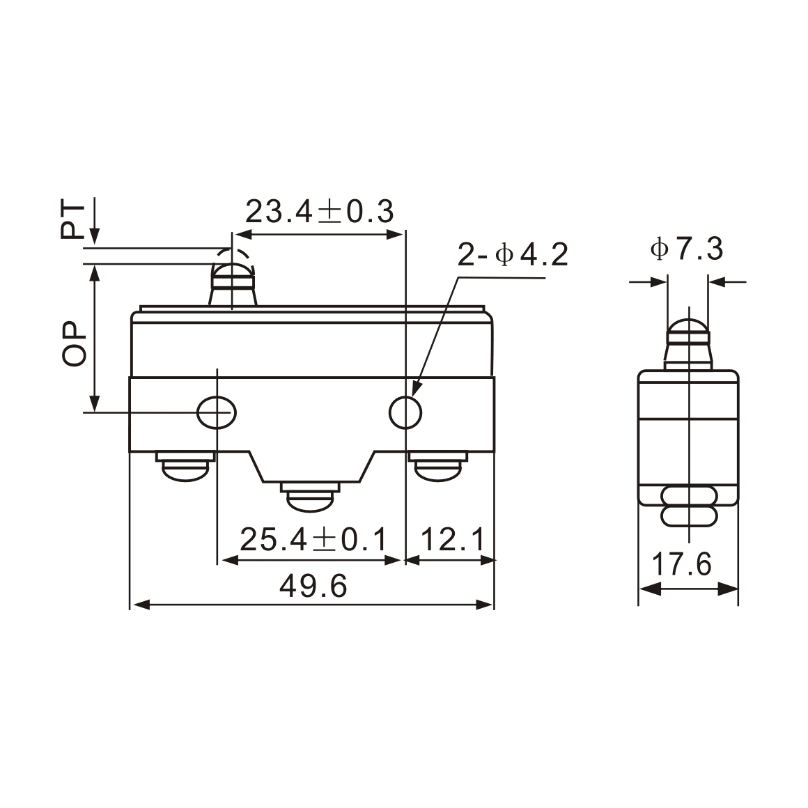 Z-15GD-B. Short Spring Plunger SPDT 15 A - Twin Eagle Imports