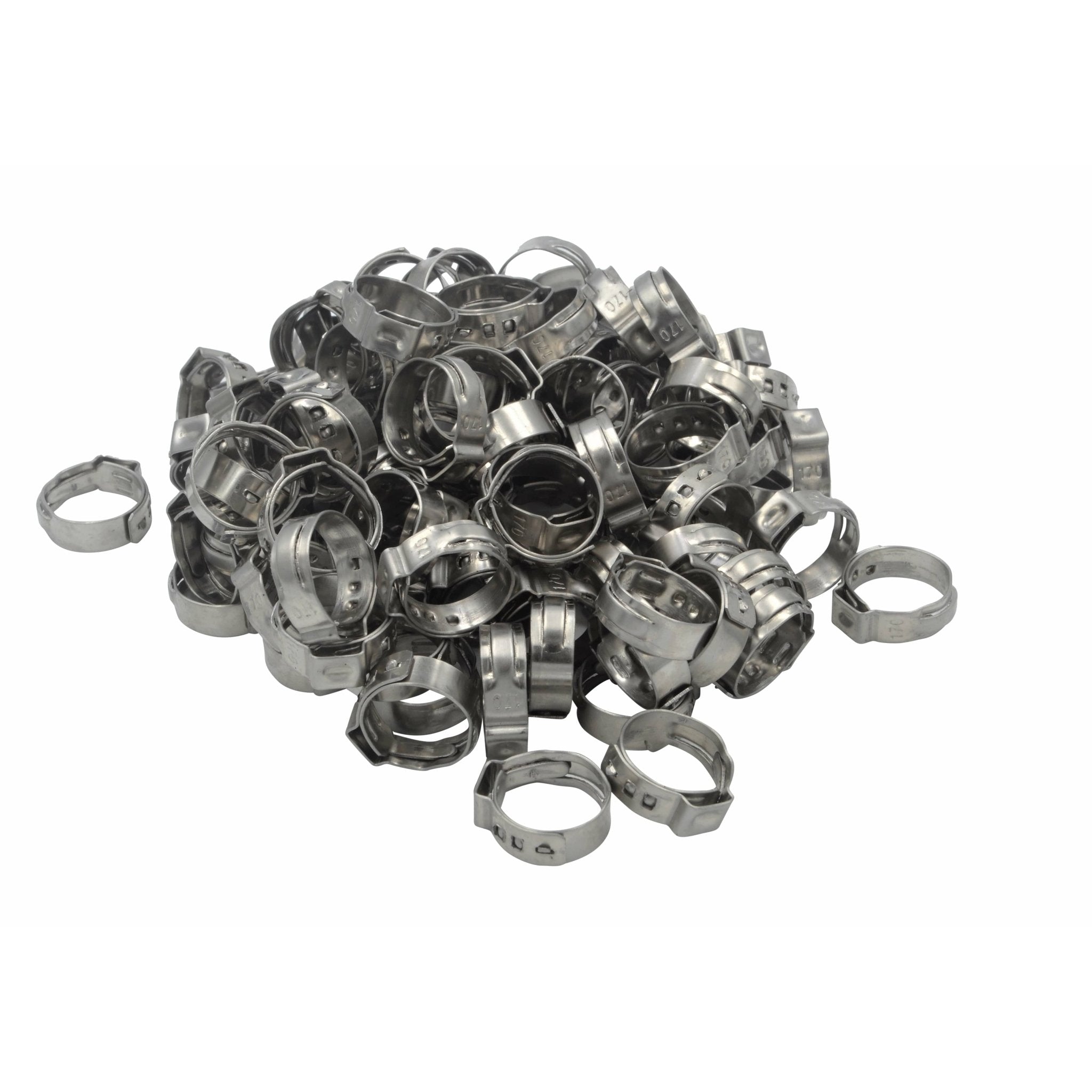 100 Piece 304 Stainless Steel 14.5-17mm Ear Hose Clamp - Twin Eagle Imports