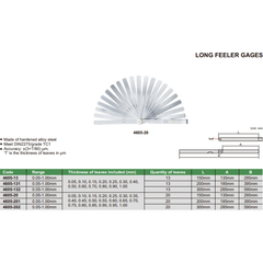 150 mm Long Insize Feeler Gauge Range 0.05-1mm Series 4605-13 - Twin Eagle Imports