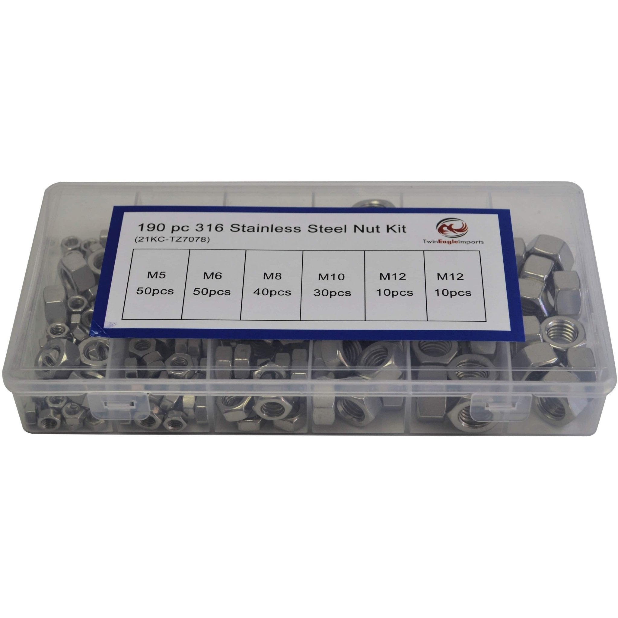 190pc Stainless Steel Nut Assortment - Twin Eagle Imports