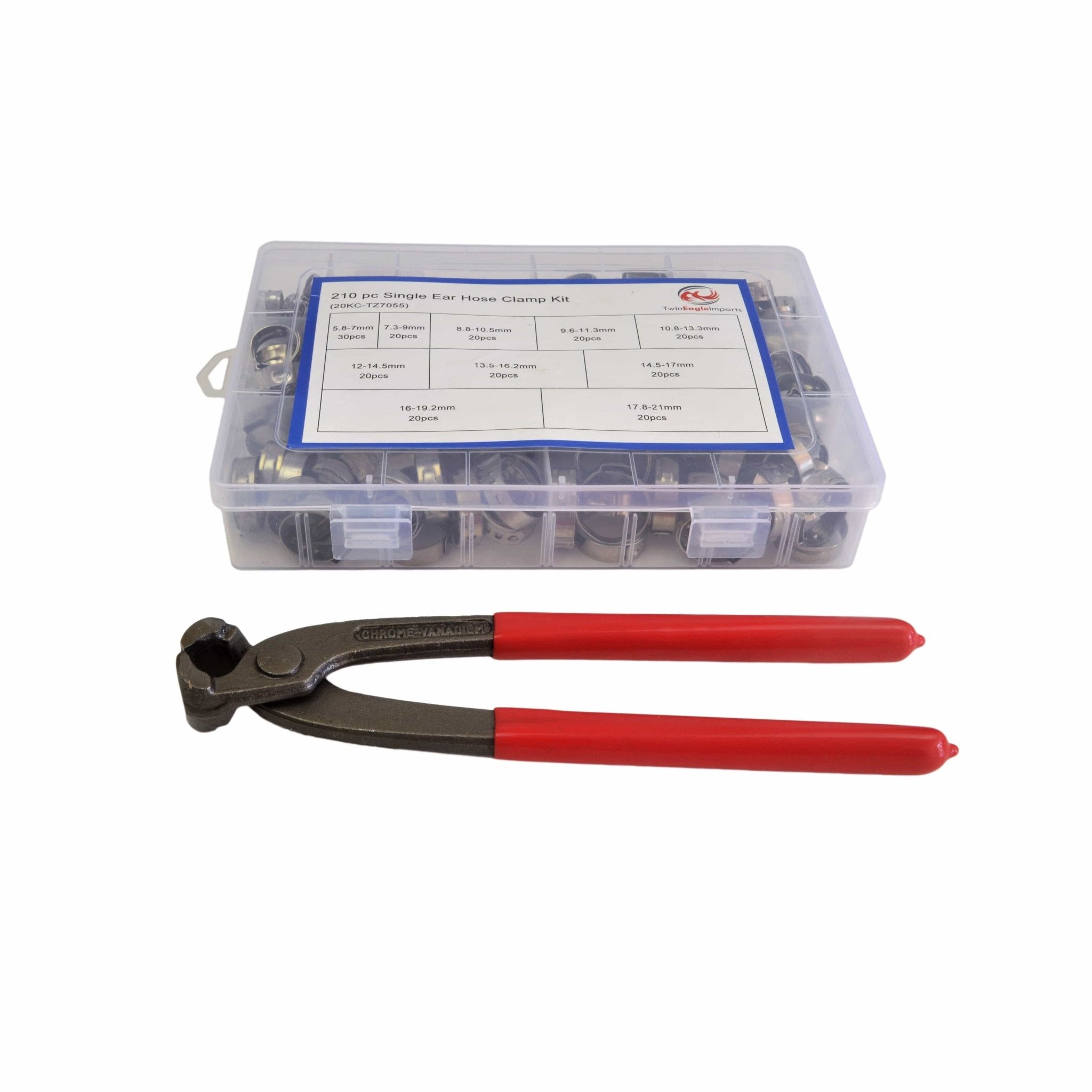 211pc 304 Stainless Steel Hose Clamp Grab Kit with Tool - Twin Eagle Imports