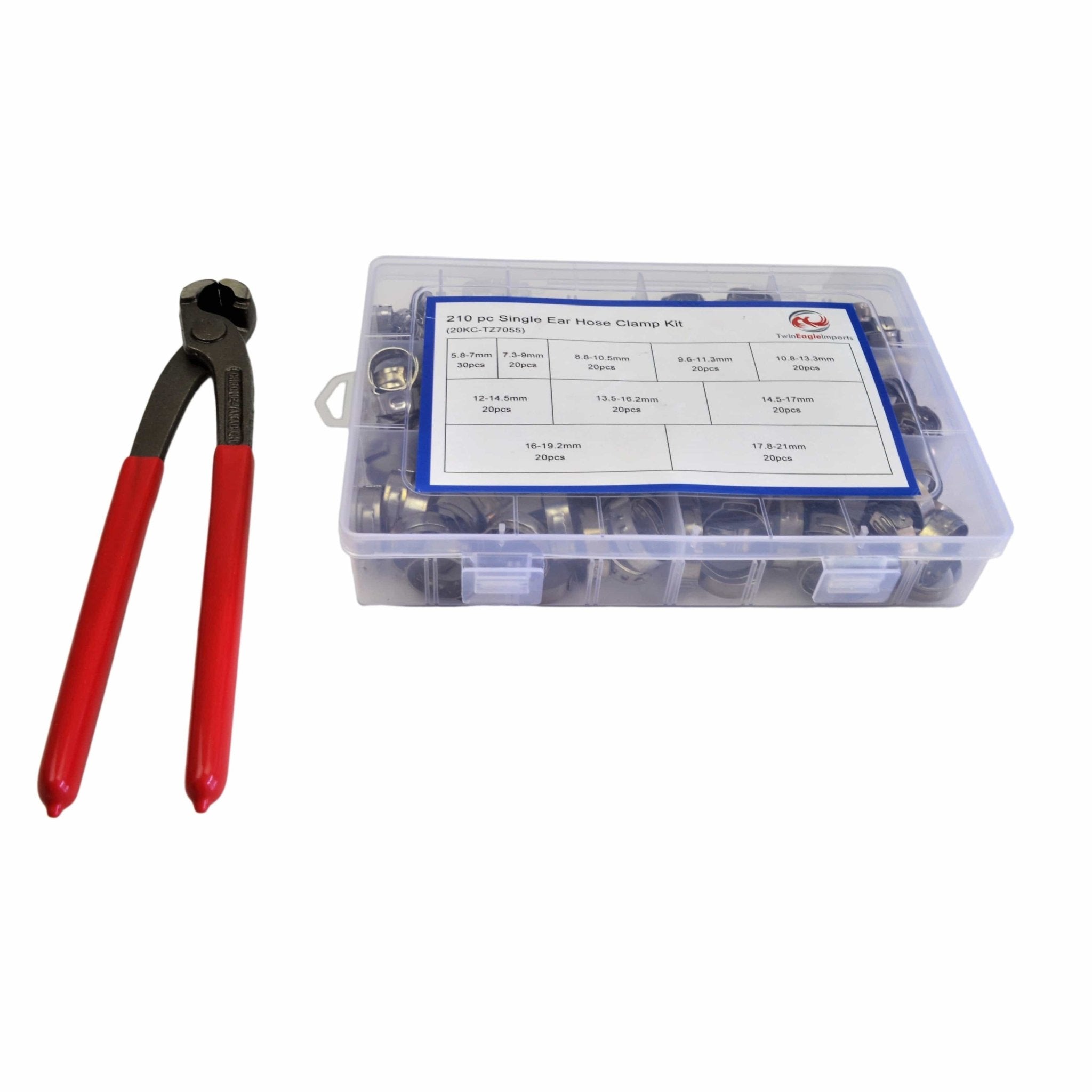 211pc 304 Stainless Steel Hose Clamp Grab Kit with Tool - Twin Eagle Imports
