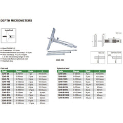 Insize Metric Depth Micrometer 0-300mm Range Series 3240 - 300