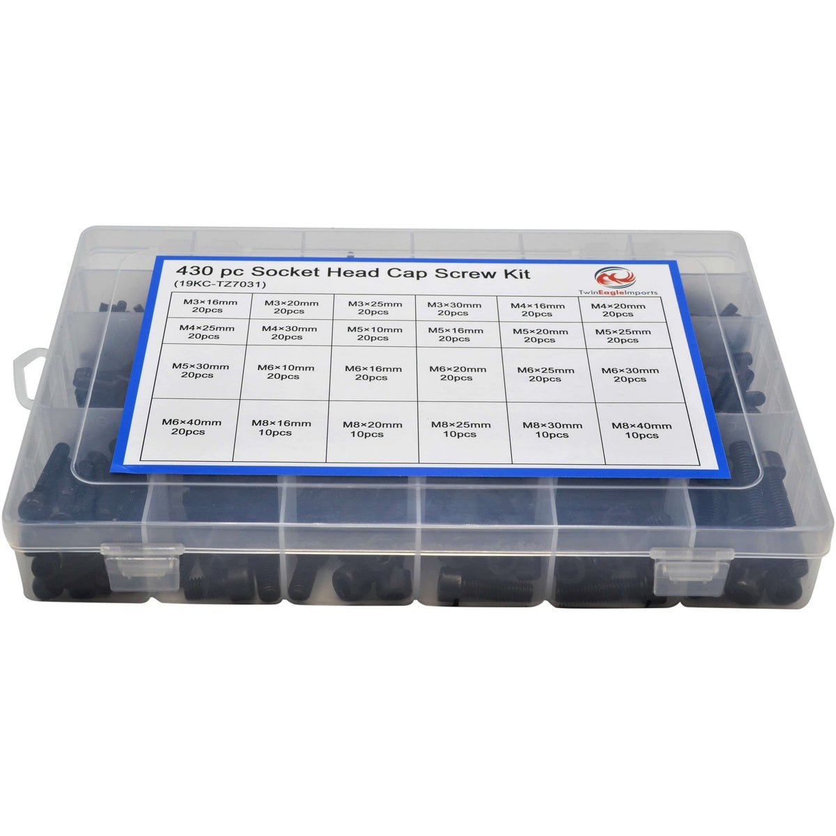 430pc High Tensile Cap Screw Bolts Grab Kit - Twin Eagle Imports