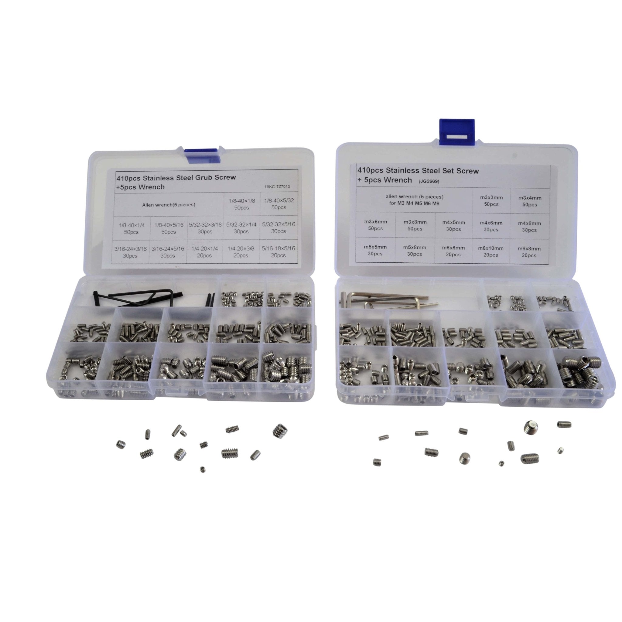 820pc Metric and Imperial Stainless Steel Grub Screw Grab Kit - Twin Eagle Imports