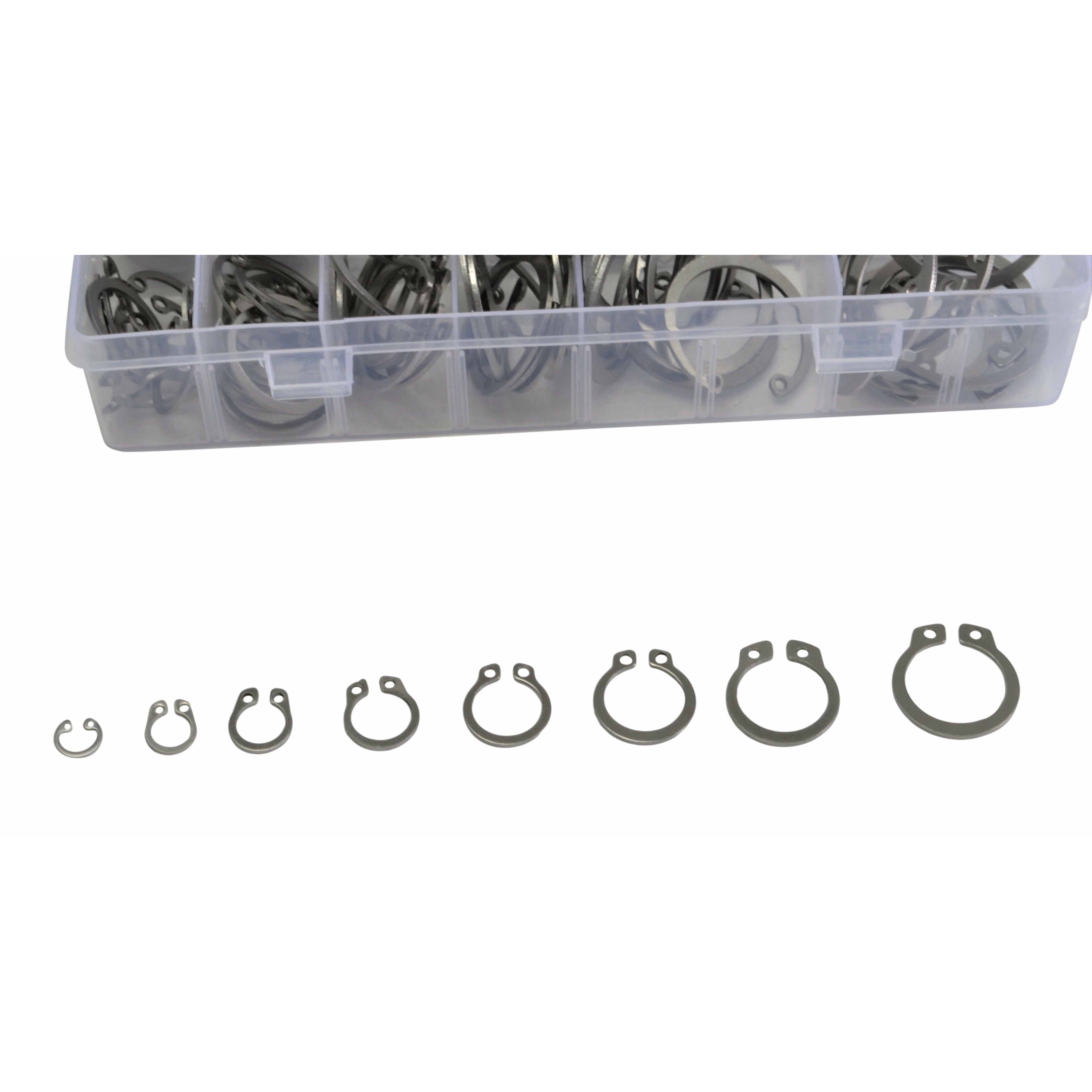 340 piece 304 Stainless Steel Internal External Snap RingCirclip Grab Kit Assortment