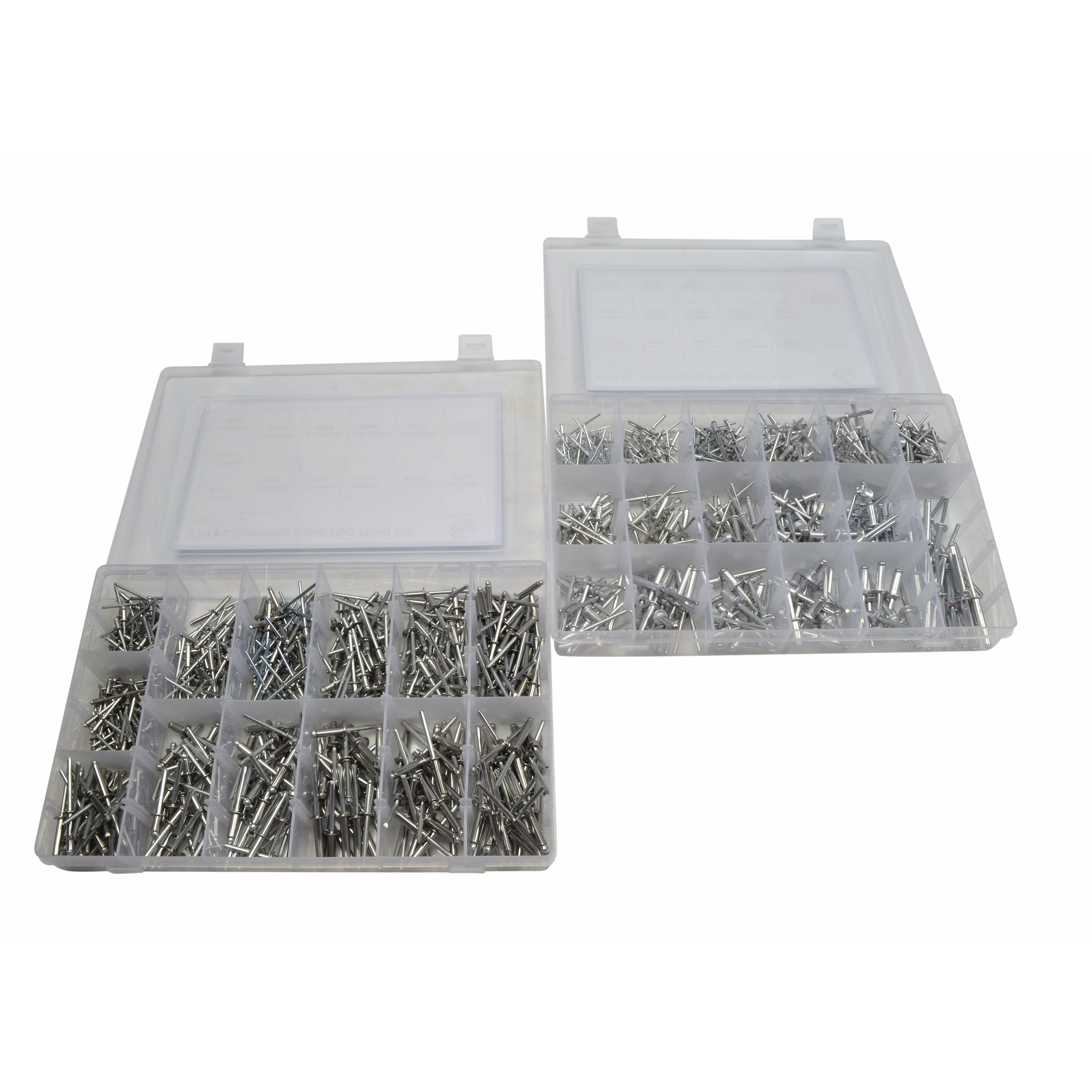 Bundle Pack 1020 Piece Aluminium & Stainless Steel Pop Rivet Grab Kit Assortment