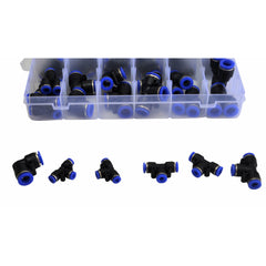 60 PC Pneumatic Push in Air Line Hose Joiner Grab Kit Assortment