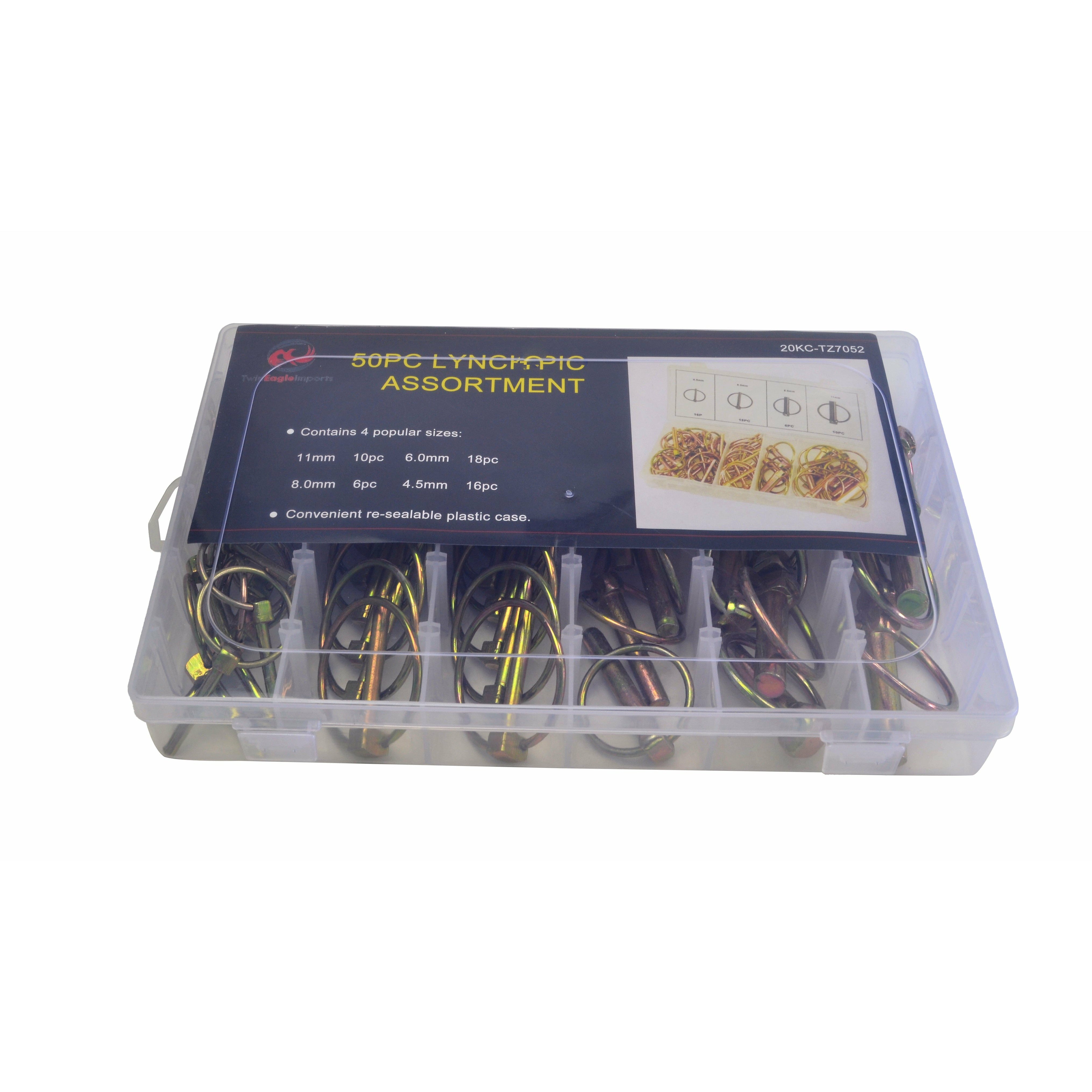 50 Piece Lynch Pin & 150 Piece Metric R Pin Clip Grab Kit Assortment