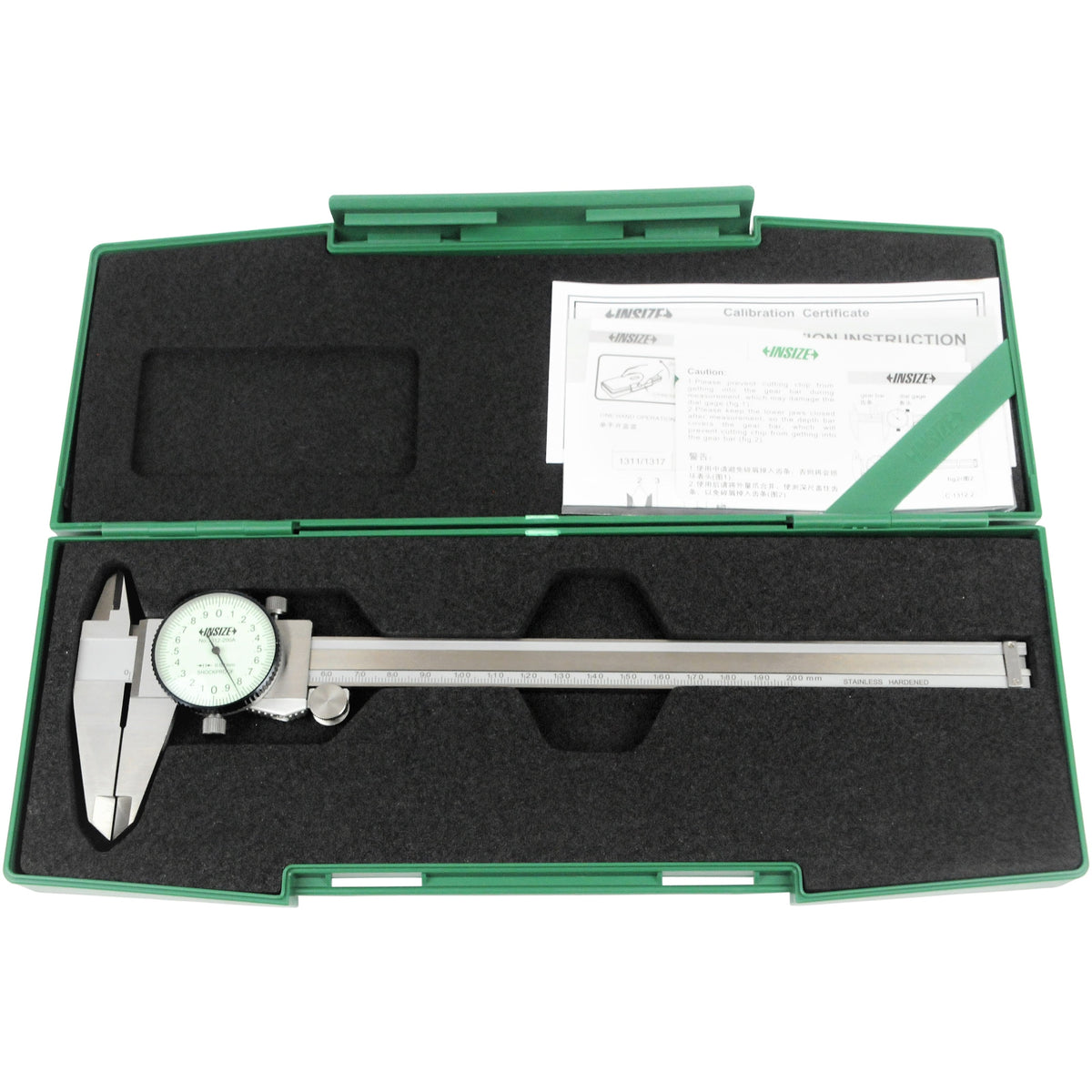 Insize Dial Caliper 0-200mm Range Series 1312-200A