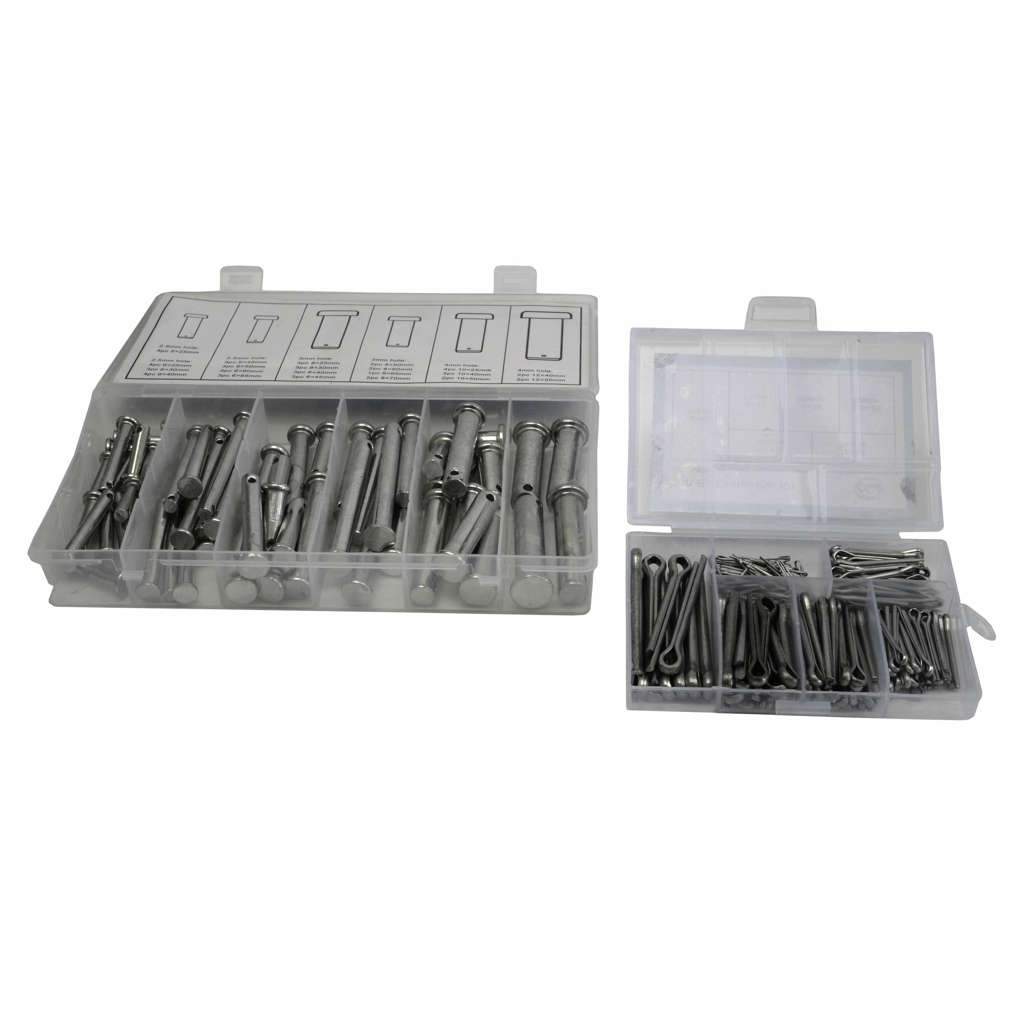 60pc Clevis Pin Kit and 230pc Cotter Pin Grab Kit
