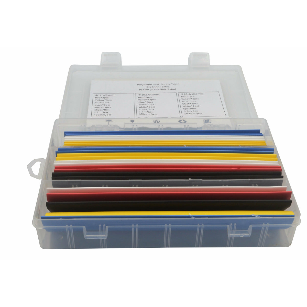 170 Piece 2:1 Polyolefin Large Heat Shrink Tubing Grab Kit Assortment