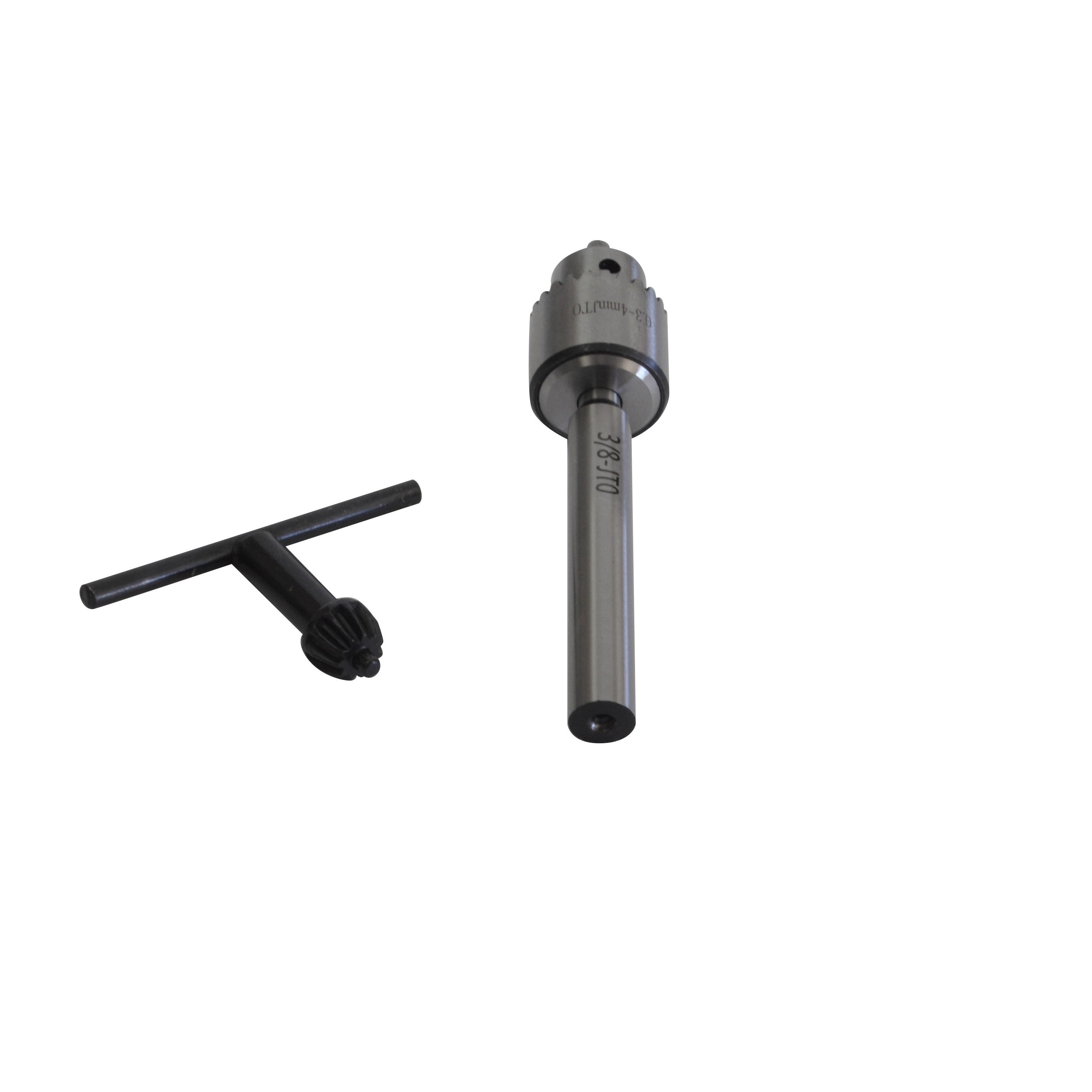 0.3-4mm Key Drill Chuck with JT0 3/8 straight shank arbor supplied, all steel