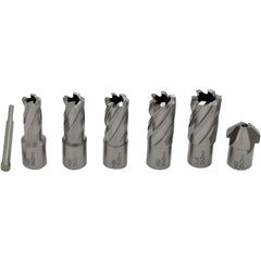 7 PC Weldon Shank HSS Annular Cutter Set with Countersink